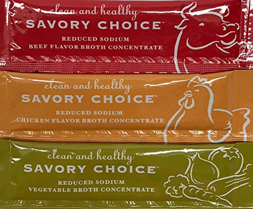 Savory Choice Variety Pack: Chicken Broth Concentrate 5.1 oz, Beef Broth Concentrate 5.1 oz, Vegetable Broth Concentrate 4.06 oz (1 of each)