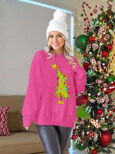Christmas Sweatshirts for Women Funny Christmas Tree Xmas Cute Graphic Long Sleeve Shirt