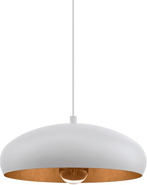 EGLO Mogano-1 Pendant Light, Metal, 60 W, White/Copper, 94606