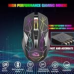 Souris de jeu sans fil rechargeable avec arc-en-ciel silencieux RGB Rétroéclairé,2.4G USB Capteur optique nanorécepteur 3 Niveau DPI,Ergonomic Gamer Ordinateur portable haute performance PC Mice pour Windows/Mac/Vista(Star Black)