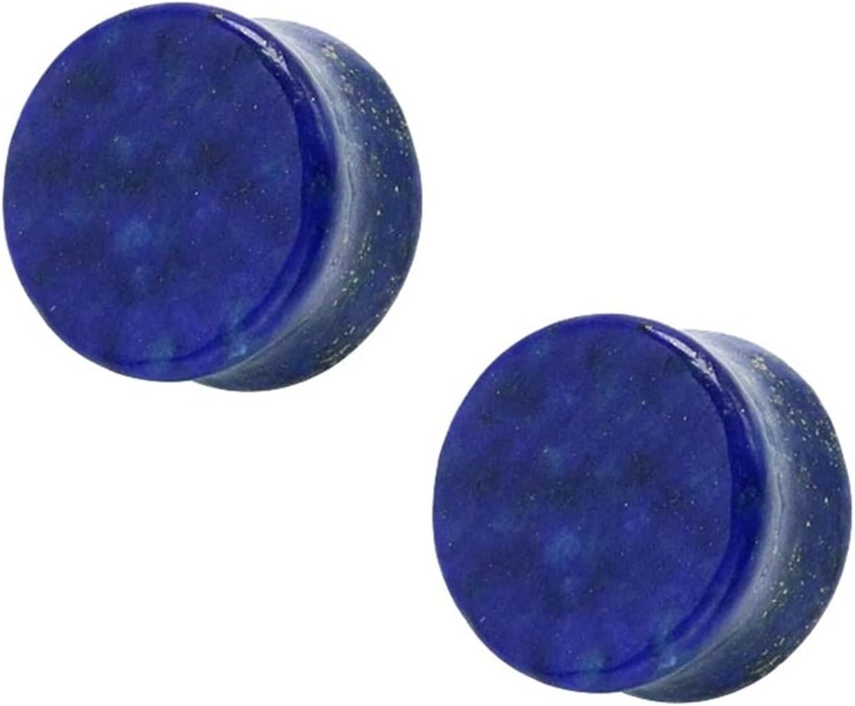 Beydodo Gauge Earrings Stone Multiple Sizes, Tunnel Plugs for Men2pcs Blue Lapis Lazuli Stone Plugs
