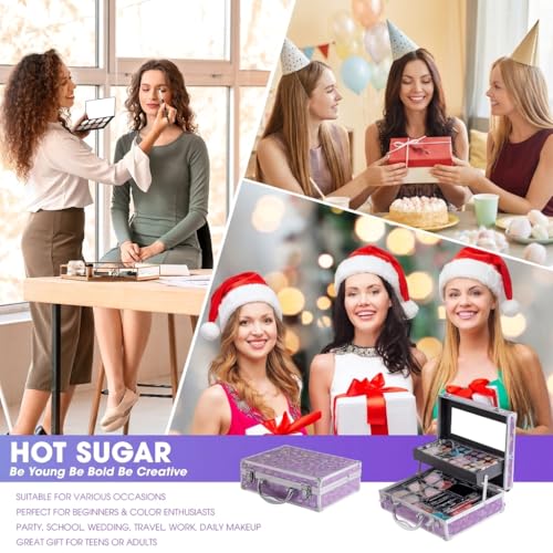 Hot Sugar Ultimate All-in-One Makeup Kit for Teen Girls, Basic Makeup Gift Set for Women - Create Stunning Looks with 52 Shades and Accessories (Purple Love) - Image 5