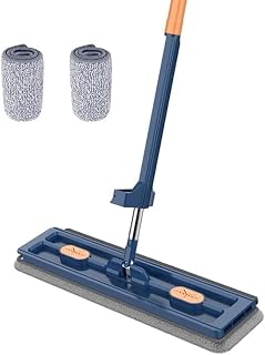 Loufy Fregona con rotación de 360° con mopa de deshidratación de 360° con raspador de deshidratación, color azul, fácil de instalar, fácil de usar