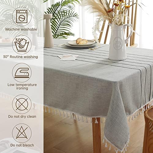 VIVILINEN Rectangle Table Cloth Cotton Linen Tablecloth Table Protector Cover for Home Decor Kitchen Dinning Room