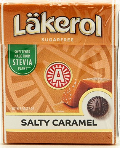 12-Pack Lakerol Salty Caramel Licorice Sugar Free Pastilles Stevia Candy 0.88-Ounce Packages #TOP19