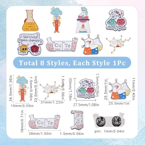 Image of SUNNYCLUE 1 Box 8Pcs Science Enamel Pin Science Lapel Pins Bulk Pins Set Science Brooches Lab Pins Science Pin Medical Brooch Pins for Backpacks Laboratory Women Men Graduation Gift Clothes Decor