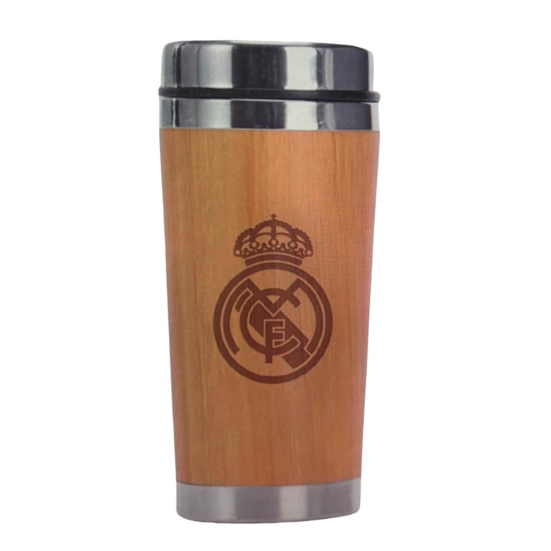 Real Madrid Thermoskanne – Isolierte Trinkflasche für Kaffee & Kaltgetränke, hochwertiges Fußball-Geschenk für Madrid-Fans, exklusives Zubehör für Sport, Büro und Freizeit, Weiß