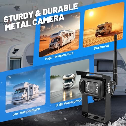 Image of EWAY Wireless RV Backup Camera for Furrion Pre-Wired System: 5 inch IPS Monitor & 1080P Back Up Cam Flexible Rear View Waterproof w /IR Night Vision, Easy Setup for RVs Campers Travel Trailers Motorhomes