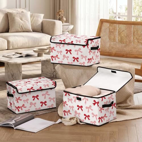 Image of Stackable Storage Bins with Lids,Closet Organizers Fabric Box for Home and Office,Blanket Clothes Organizers,Under Bed Storage Containers 3 Pack