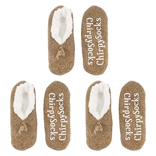 Image of BambooMN Adult Women Super Soft Warm Cozy Fancy Yarn Slippers Non-Slip Lined Socks, Indoor Comfy House Slippers, 3 Pairs