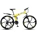 Produktbild MYRCLMY Variable Speed Folding Fahrrad, 26 Zoll Leicht Faltrad, Erwachsene Mountain Bikes, Doppelaufhebung MTB Bikes, Mountain Trail Bike Stadt Bahn-Fahrrad Anti-Rutsch-Bike,Gelb,24 Speed