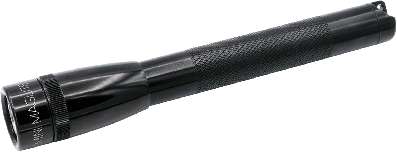 Mini LED 2-Cell AA Flashlight – High-Powered Compact LED Light with Multi-Mode Function, Water-Resistant Aluminum Build, Adjustable Beam, Includes Batteries & Holster – Black
