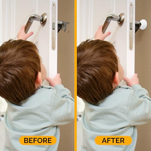 Image of Ducki Door Stops | Self-Adhesive, Rubber Door Knob Protectors | 6 Pack White, Discreet & Shock Absorbent