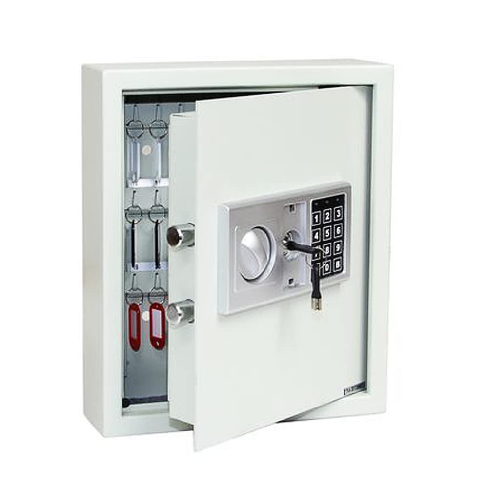 FELGNER Schlüsseltresor mit elektronischem Pin Code Sicherheitsschloss | 48 Haken | farbige Schlüsselanhänger | Robuster Schlüsselsafe Schlüsselschrank aus Stahl | Ideal für Zuhause oder Büro