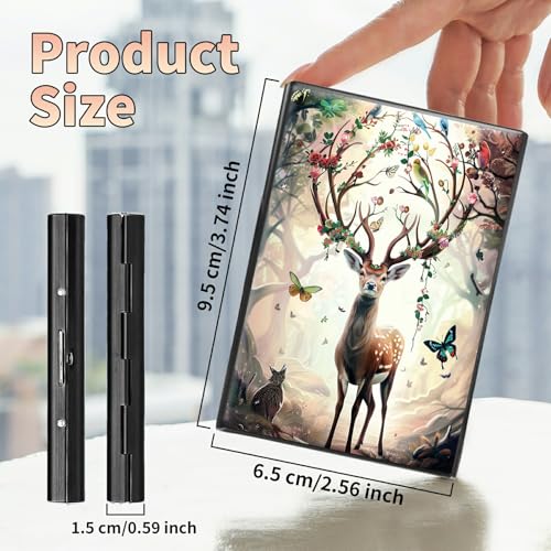 Image of Slim Credit Card Holder, Decorative Deer Butterfly RFID Blocking Metal Wallet for Men & Women, Aluminum Minimalist Hard Case Pocket-Sized Business Cards Organizer (Fits Up to 10 Cards)