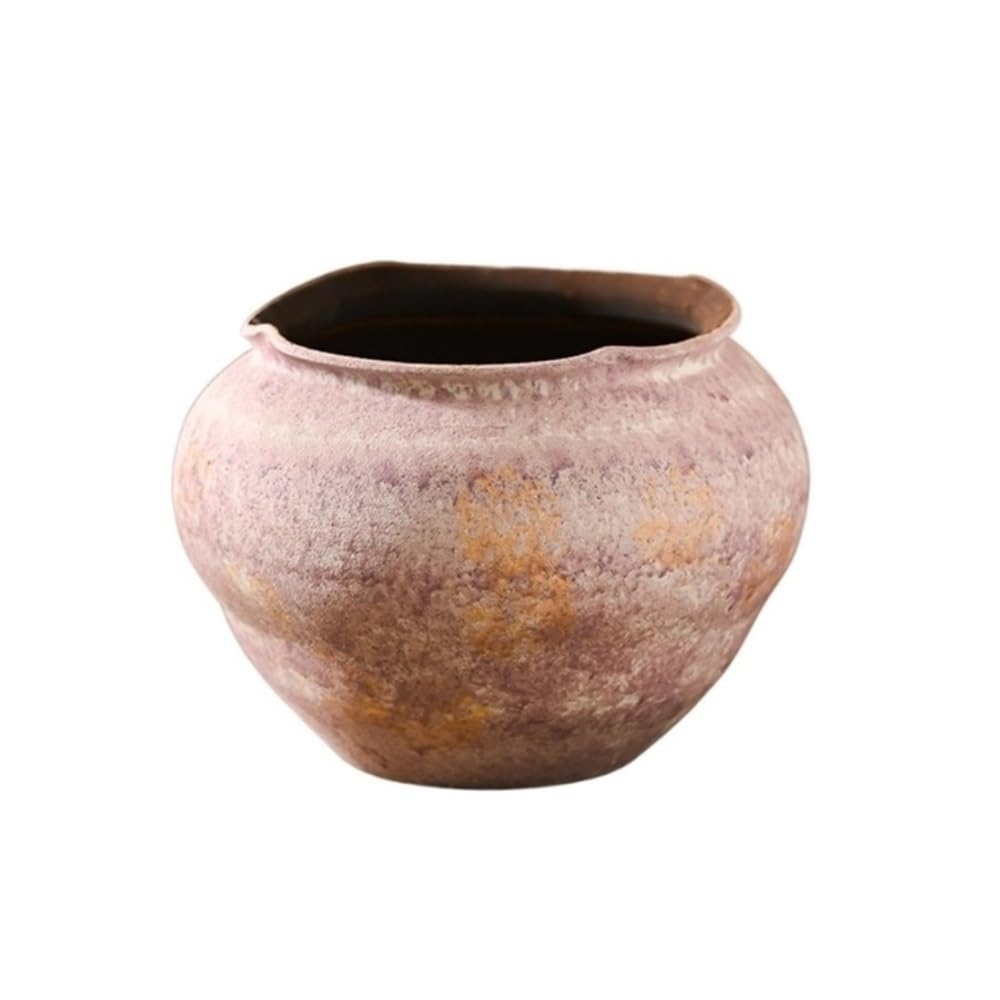 XBGfdySD Dia 21cm Ceramic Planter with Drainage Hole, Rustic Textured Plant Pot Indoor Outdoor Desktop Balcony Plant Containers Ornament