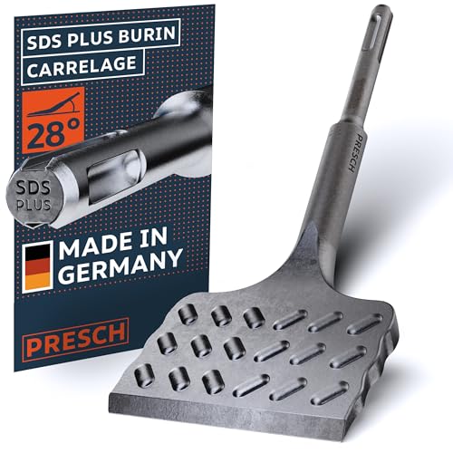 PRESCH SDS plus Burin à carrelage - Extra large (75mm) - Extrêmement durable - Coudé pour faciliter l'enlèvement des carreaux (longueur 165 mm) - En acier...