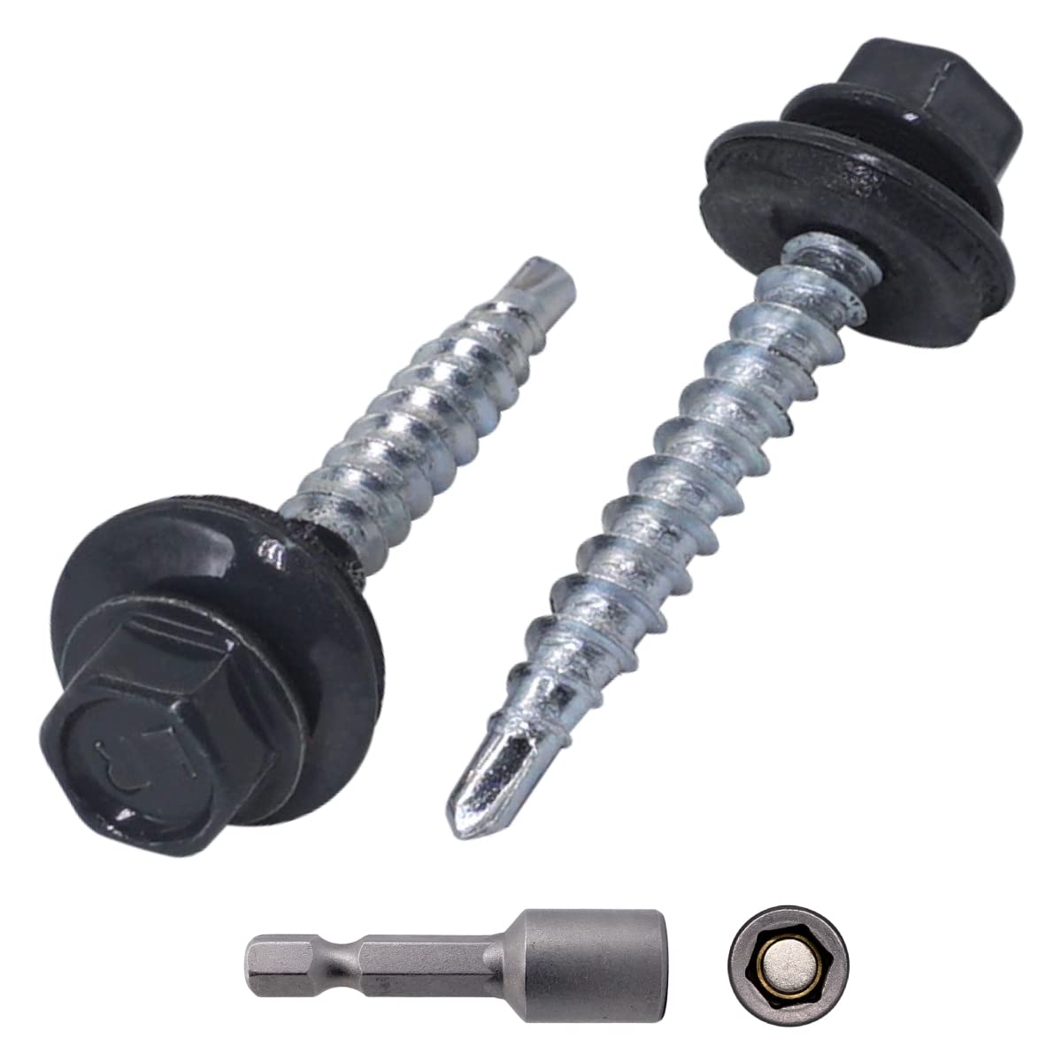 SKIR'CO (140 pcs) Metal Roofing Screws, 4.8 x 35 mm Painted Self-Drilling Screws With EPDM Washers