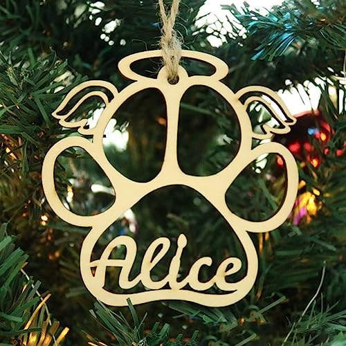 Etiquetas de regalo personalizadas para bolas de Navidad, adornos navideños de madera personalizados, adorno navideño personalizado con nombre de mascota (XF10, 1 unidad)