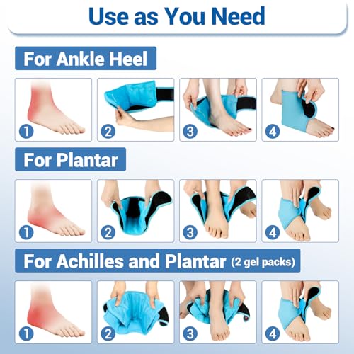 Image of Comfytemp Ankle Ice Pack Wrap Brace for Swelling, Foot Pain Relief, 2 Gel Packs for Injuries Reusable, Hot Cold Compress Therapy for Plantar Fasciitis Relief, Heel Spur, Achilles Tendonitis, Swelling