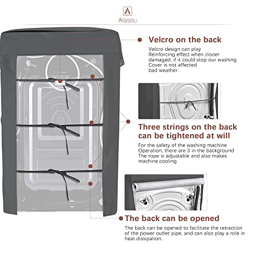 Portable Washing Machine Cover,Top Load Washer Dryer Cover,Waterproof Full-Automatic,Wheel Washing Machine Cover(L,Grey) #TOP3