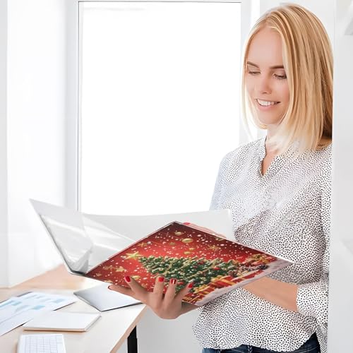 Image of Christmas Tree Gift Box 3 Ring Binder with 2 Interior Pockets 1.5 inch Binders 3 Ring Heavy Duty Fit 8.5 inch x 11 inch Letter Size for Office School, 2 Pack