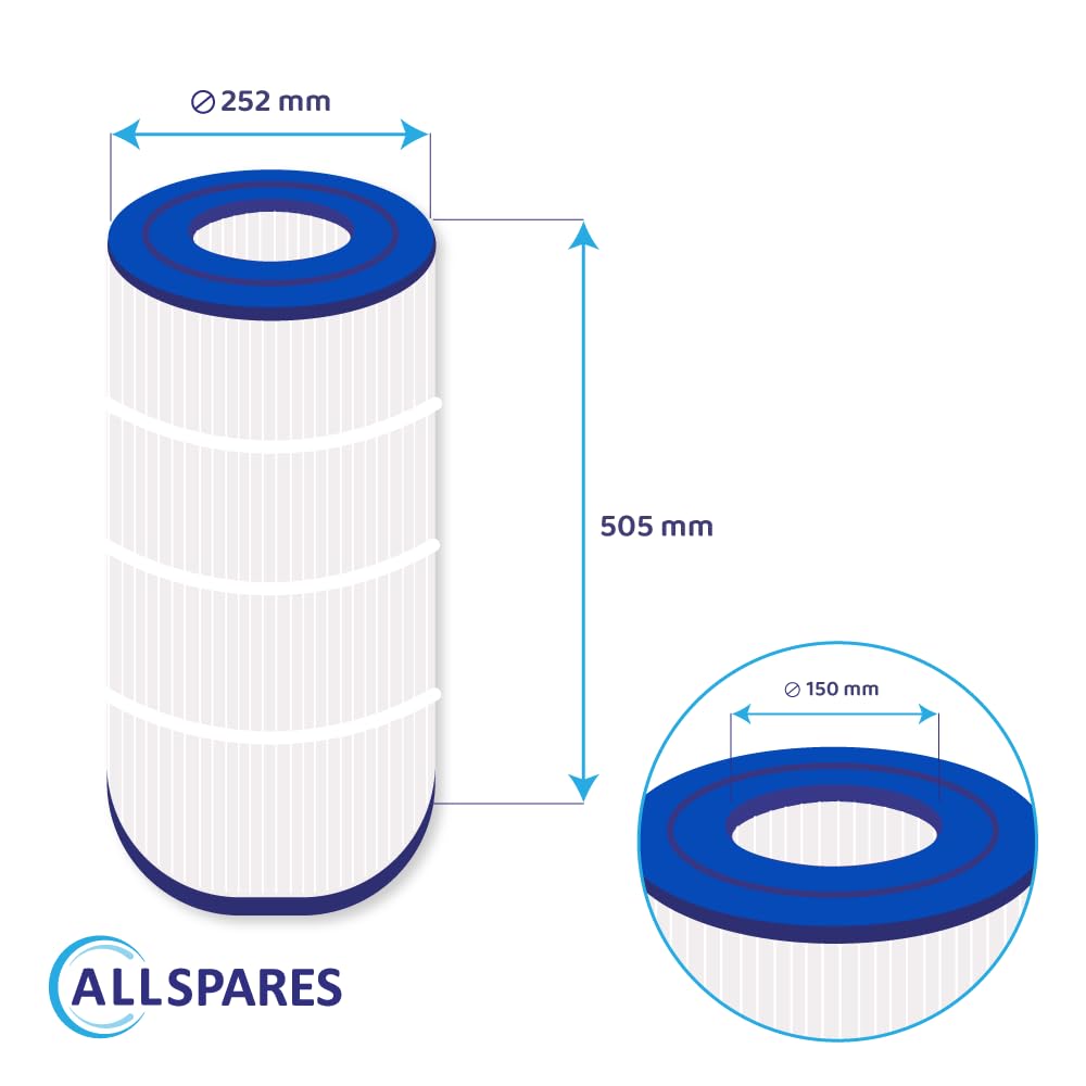 AllSpares Filtro de agua (2 unidades) para jacuzzi/piscina, adecuado para Waterair CFR100/91003/C-9699 (diámetro 252 x 505 mm)