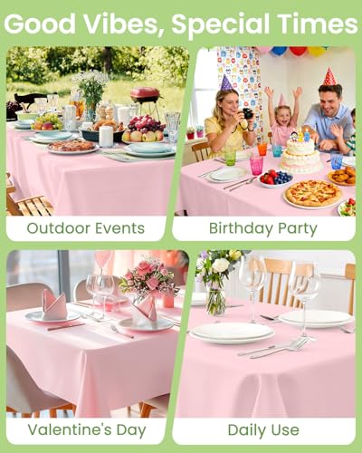 Image of LANLISA 4 Pack Pink Plastic Tablecloth Disposable, 54 x 108 Inch