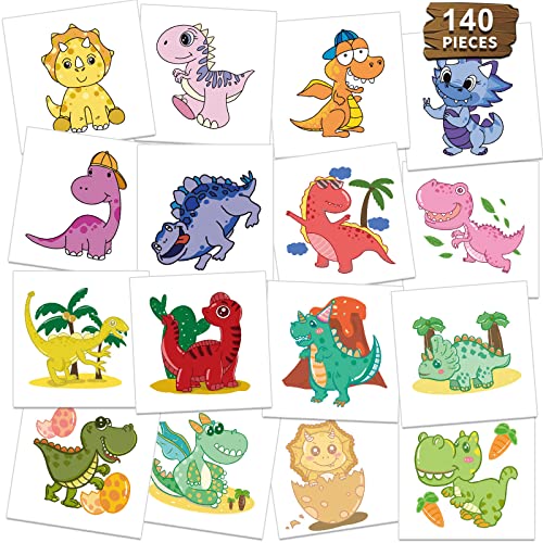 Image of Metker Dinosaurs Kids Waterproof temporary tattoo stickers,140Pcs Temporary Tattoo Toys for Children's,Suitable For Birthday Parties,Group Activities,Kid Goody Bag Stuffers Party Bag Fillers