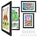 Kids Art Frame, 9.8 x 13.4inch Kids Art Frames Front Opening Holds 50 Pcs, Artwork Changeable Display Storage Frame Hanging for Wall, 3D Picture Art, Crafts, Children Drawing Schoolwork Projects (Black)