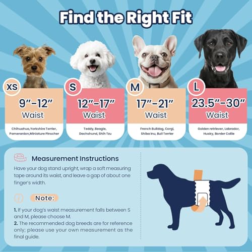 Image of Dog Diapers Male Large 50 Ct, Super Absorbent Male Dog Wraps with Wetness Indicator, Soft Pearl Weave Non-Woven Fabric, Fit for Golden Retriever, Labrador, Husky