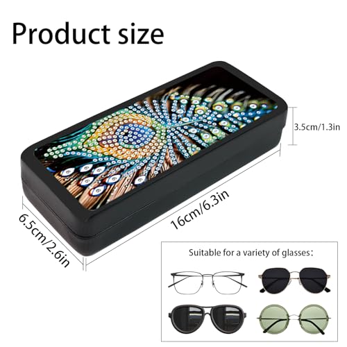 Image of 5D DIY Diamond Painting Glasses Case for Adults, Delicate Peacock Feather Diamond Art Eyeglass Holder, Handmade Diamond Art Sunglass Storage Box, Travel Craft Gift