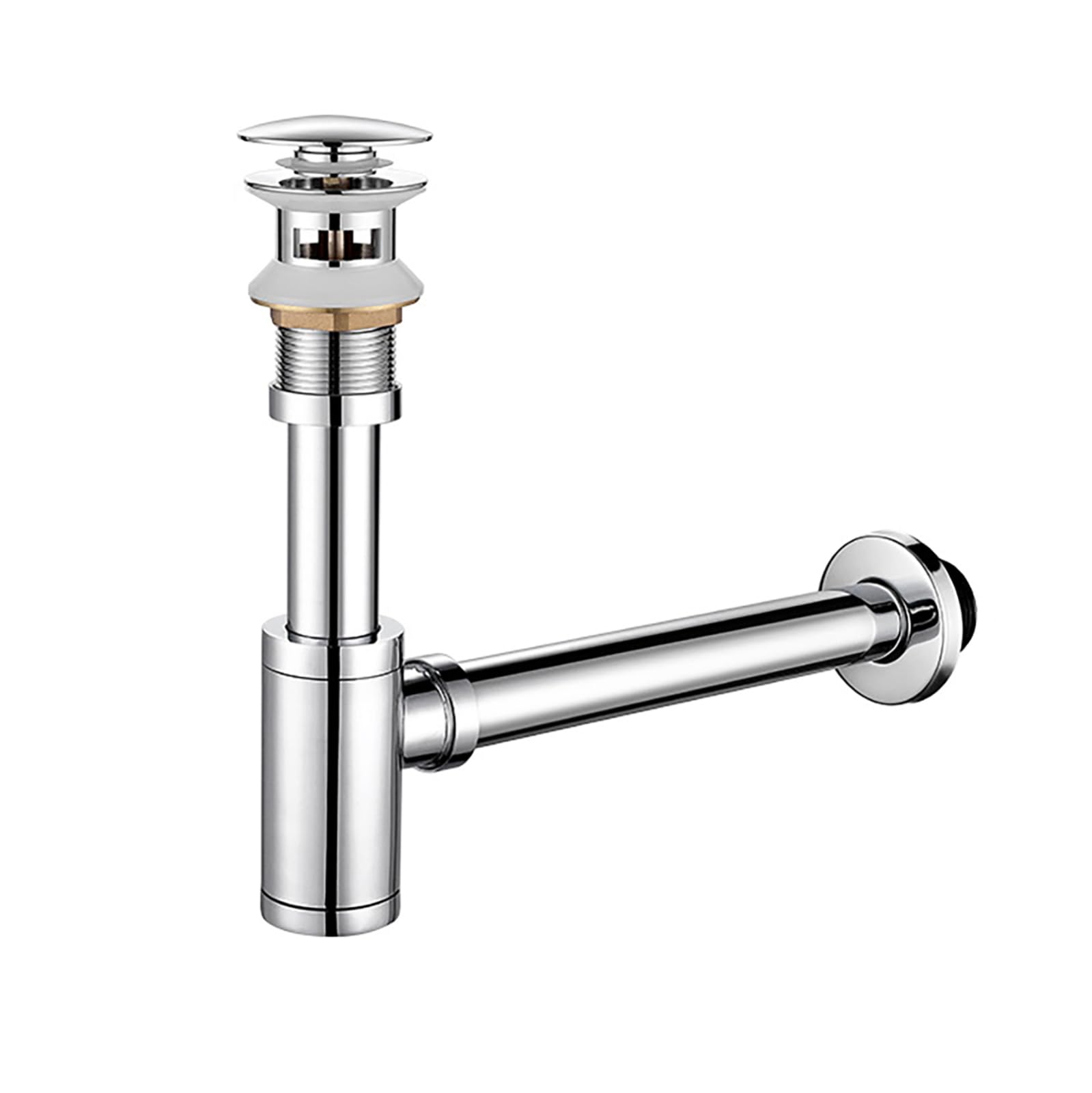 Sifón Fregadero Cocina Con Rebosadero,Válvula Click Clack,Antiolor Antiobstrucción,Altura Ajustable Sifon Lavabo,Cromado