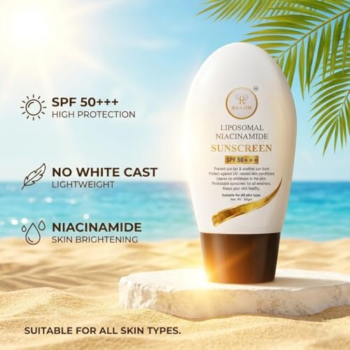Image of Liposomal Niacinamide Sunscreen SPF 50 PA+++ for Broad Spectrum UVA and UVB Protection | Photostable Lightweight Non Greasy No White Cast Sunshield | Suitable for All Skin Types (60g)