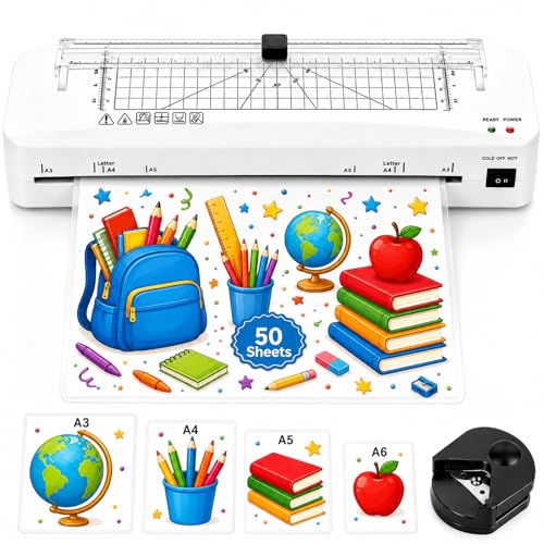 Laminator, A3 Laminator Machine with Built-in Trimmer | 70 Seconds Fast Warm-Up with NTC Temperature Control, Cold and Thermal Laminating with 50 Sheets, for Home Office School - image 1