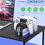 ZRZLMVP PS5-Controller-Charger-Station - Charging Station for PlayStation 5 Dualsense/Edge Controller with 9 Color Led Light, Fast Charging Dock & Holder Charger Stand for PS5/Slim/Pro Accessories