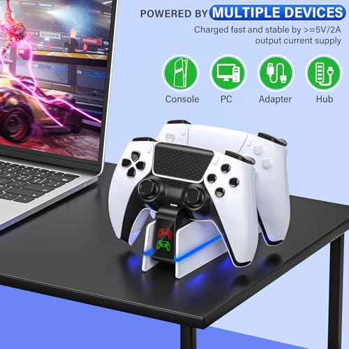 ps5-controller-charger-station - charging station for playstation 5 dualsenseedge controller with 9 color led light fast charging dock amp holder charger stand for ps5slimpro remote accessories