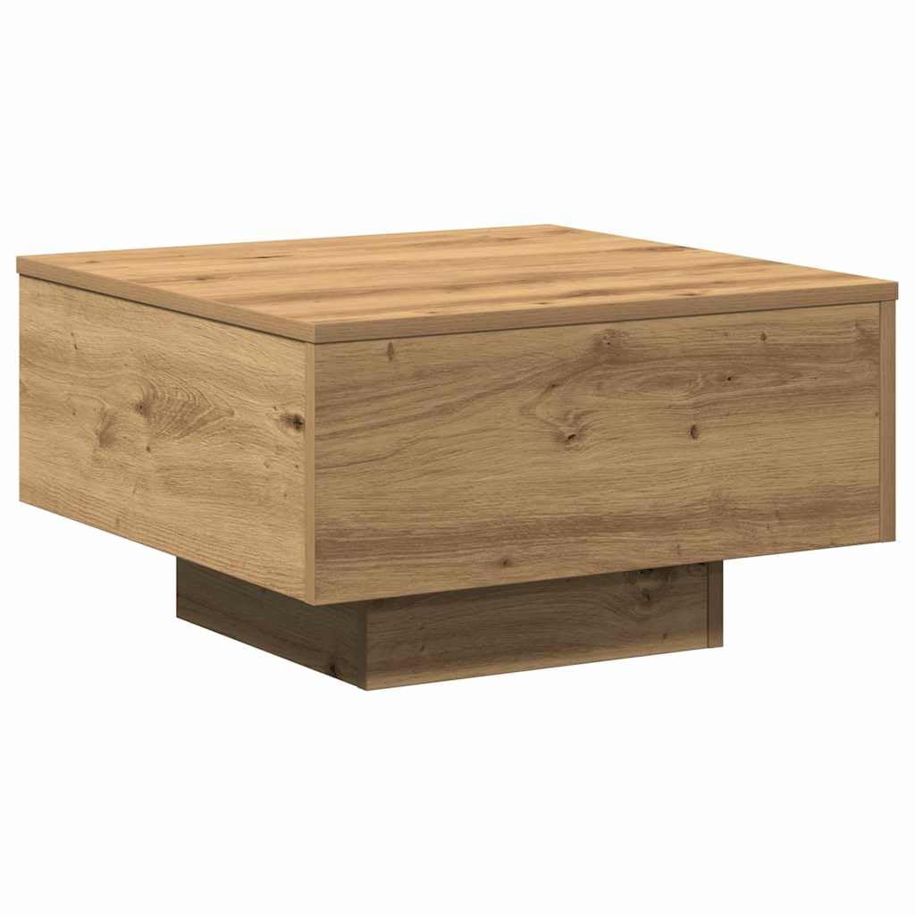 Table basse carrée salon chêne artisanal 55x55 cm pour petit espace moderne
