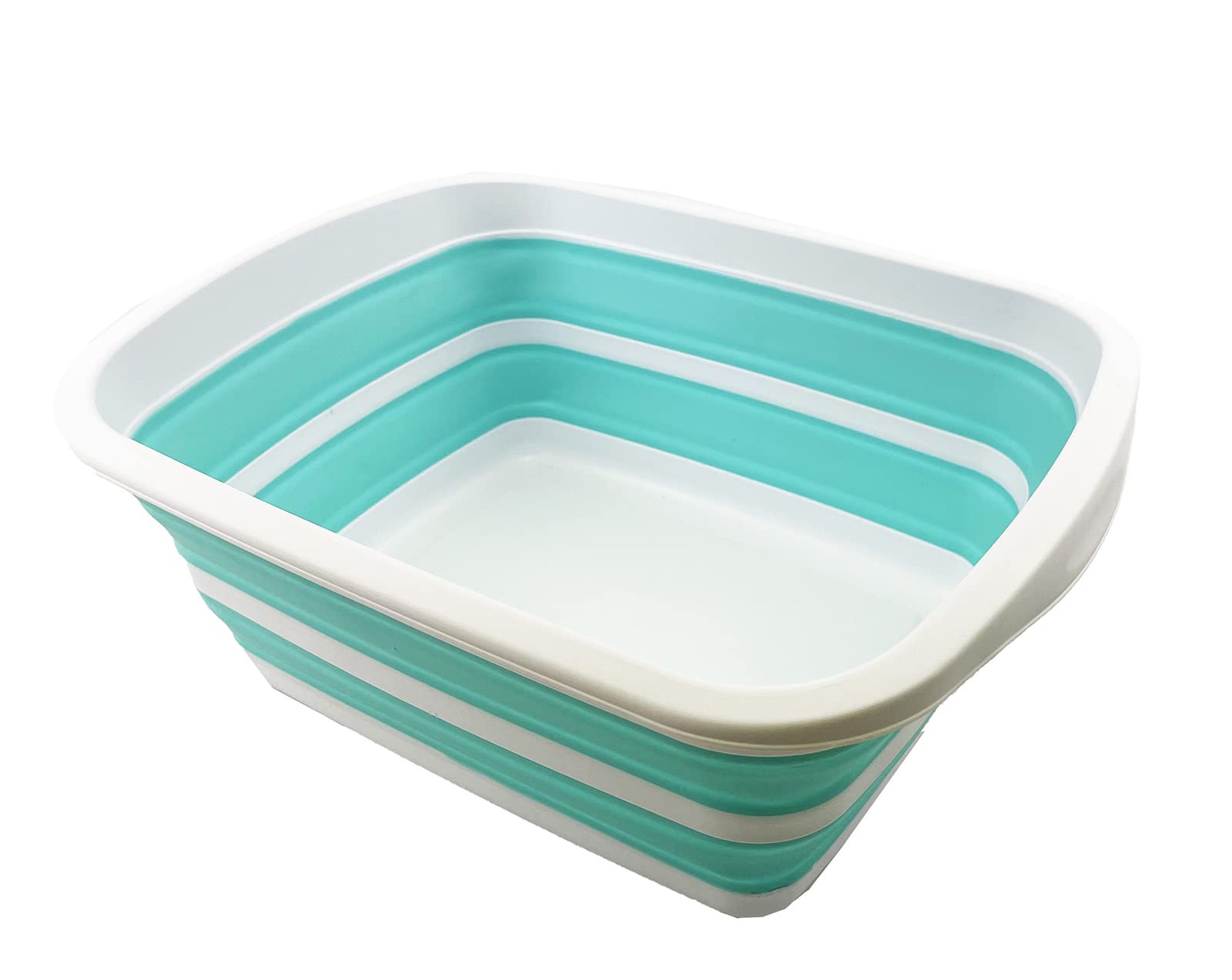 Sammart White/Sage Green 10L Collapsible Tub-Foldable Dish Tub-Portable Washing Basin-Space Saving Plastic Washtub ()