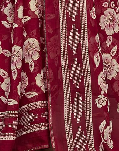 Image of SIRIL Women's Georgette Floral Printed Saree With Unstitched Blouse Piece