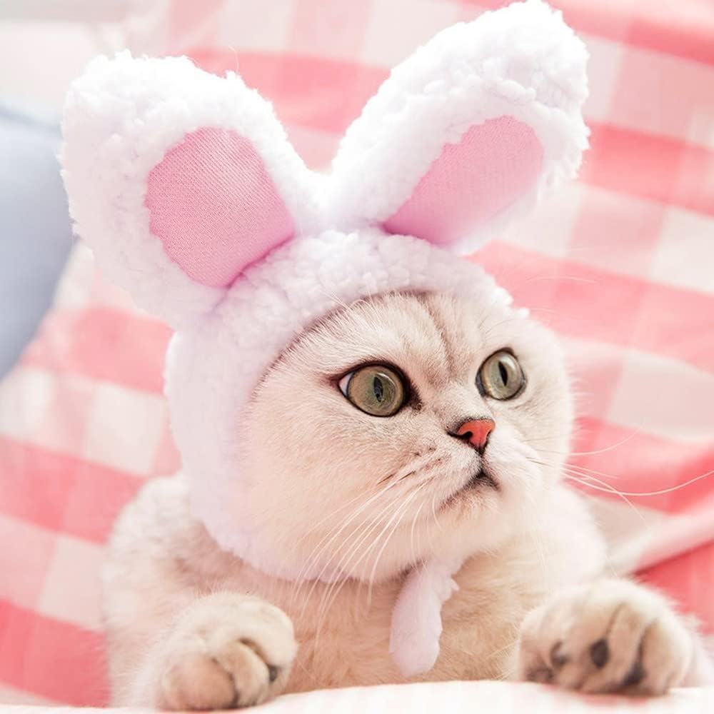 Pet Cute Hat, Cat Adorable Bunny Hat Banana Strawberry Tiger Yellow Duck Drumstick Shaped Hat for Cat Kitten Small Puppy Party Costumes Festival Birthday