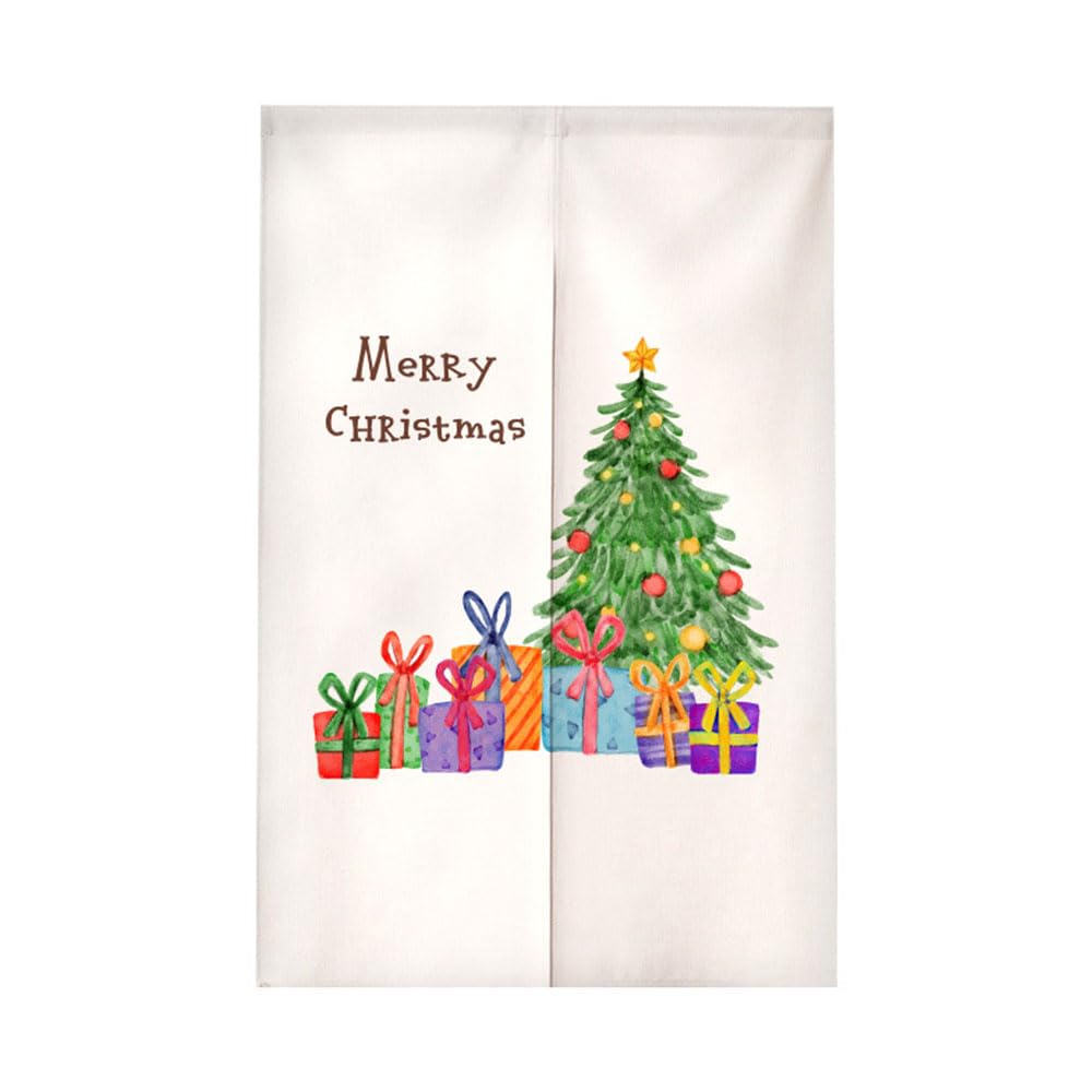 Chickwin Japanese Door Curtain Christmas Tree Noren Doorway Curtains Tapestry, Christmas Entrance Door Curtains Bedroom Partition Kitchen Divider (33.5"x59",Christmas Tree 5)