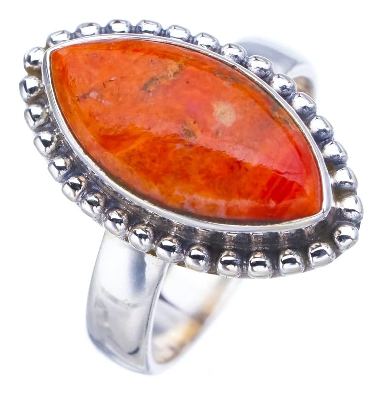 Bague calcite naturelle argent 925 faite main StarGems F3146 T50