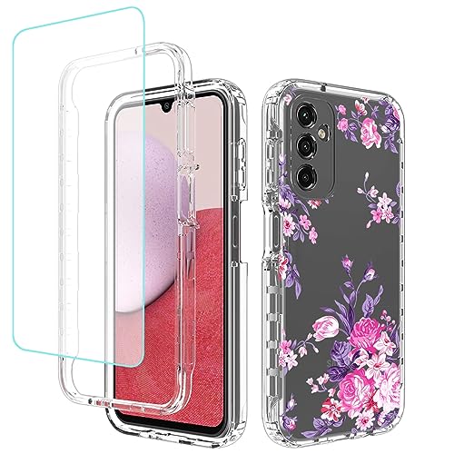 Coque pour Galaxy A14 5G avec protection d'écran en verre trempé antichoc rose