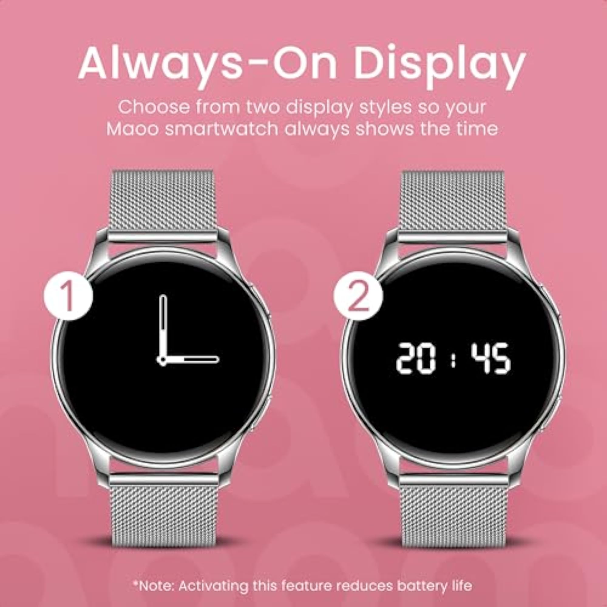 Ventura AMOLED Smartwatch for Women with Stainless Steel Strap