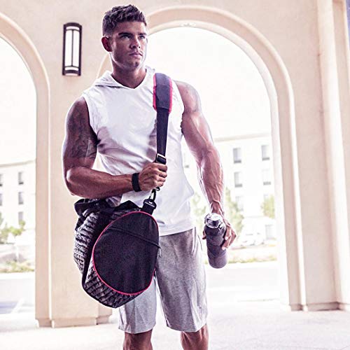 Yitrend Moletom masculino sem mangas com capuz para treino, camisa masculina de ginástica com bolso