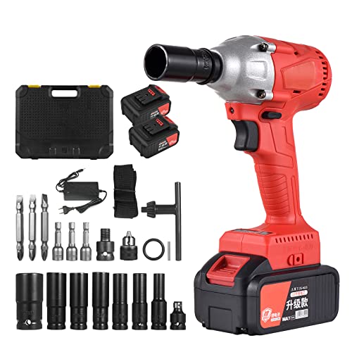 Lianai Chave de impacto sem escova sem fio de 21 V com mandril de 1/2 pol. Torque de 320 N.m Kit de