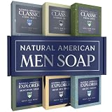 NATURAL AMERICAN Men’s Bar Soap – Mens Cologne Scents, 100% All Natural, Essential Oils, Organic Shea Butter, No Harmful Chemicals – (6pk) Soap for a Man - USA Handmade – 5 oz