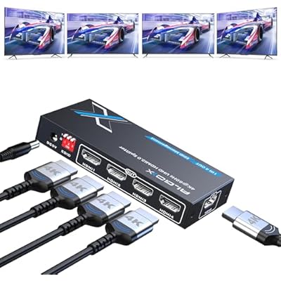 4K HDMI Splitter 1x4 withEDID, 4K@60Hz HDR HDMI 2.0 18Gbps HDMI Duplicator Support HDCP 2.2 for Switch2 Apple TV, PS5, Xbox, Roku, Projector... (4K@60Hz 1 in 4 Out)