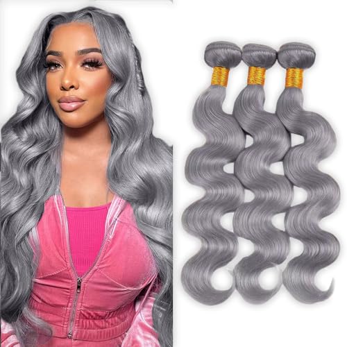 Grey Bundles Body Wave Bundles Human Hair 12 14 16...